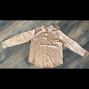 Copper satin button down